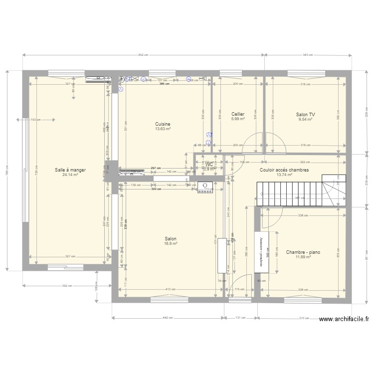 détail pièces de vie base. Plan de 0 pièce et 0 m2