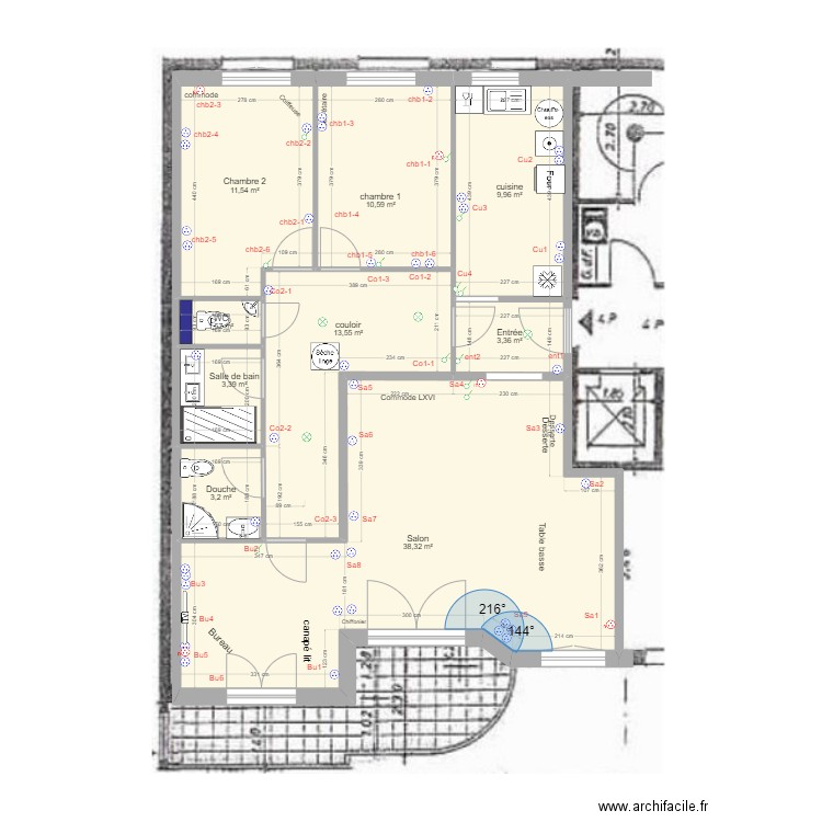 8 Chateaudun v7. Plan de 9 pièces et 95 m2