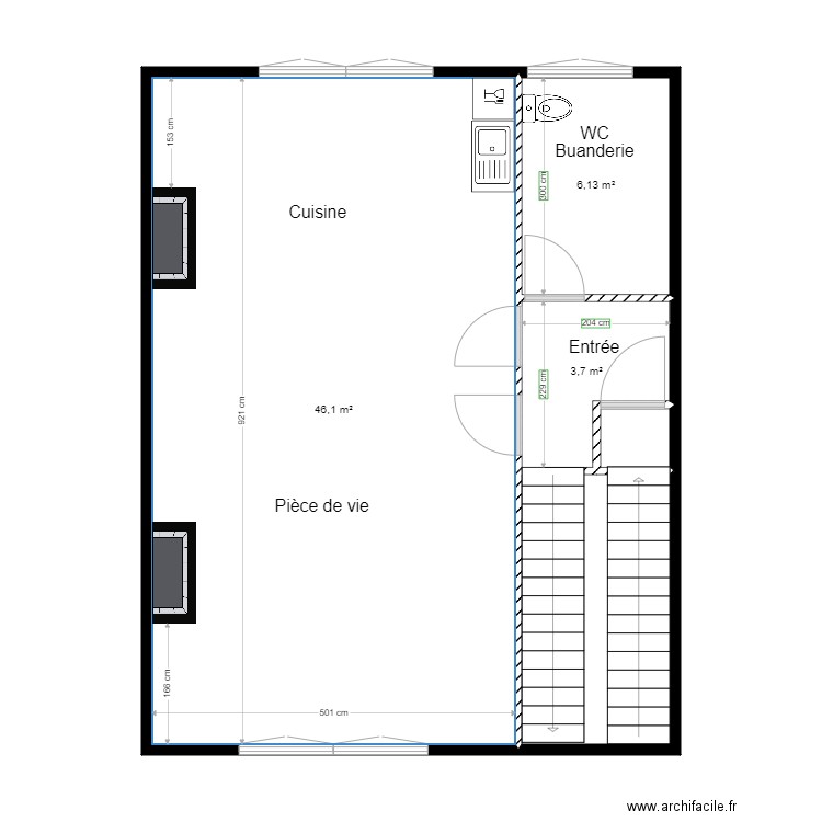 230 Lamartine BETHUNE. Plan de 5 pièces et 64 m2