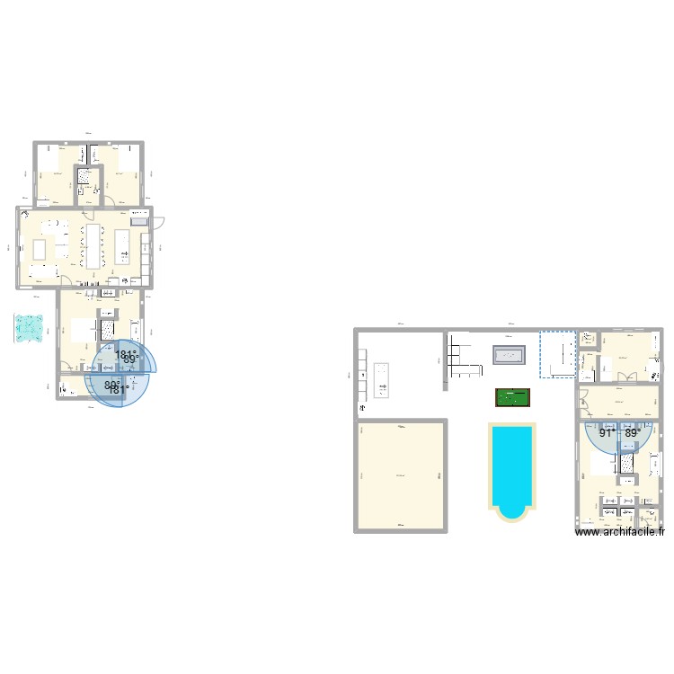 Villa Riad. Plan de 12 pièces et 276 m2