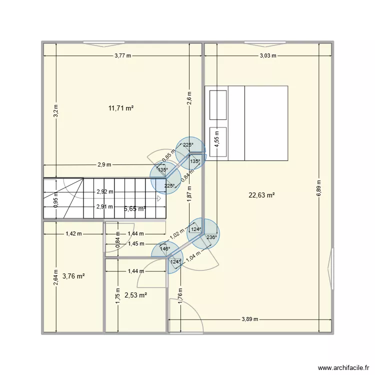 PYLA 1T modif 17 03 26. Plan de 5  et 46 m²