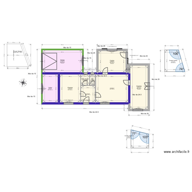 Escales. Plan de 12 pièces et 103 m2