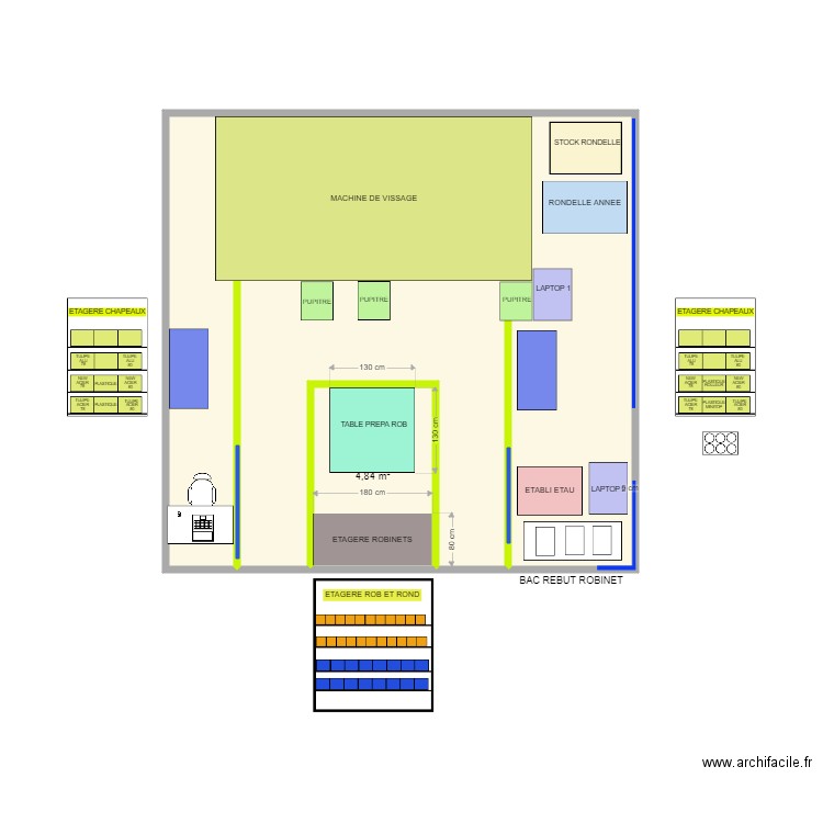 Atelier Visseuse PREZ. Plan de 2 pièces et 46 m2