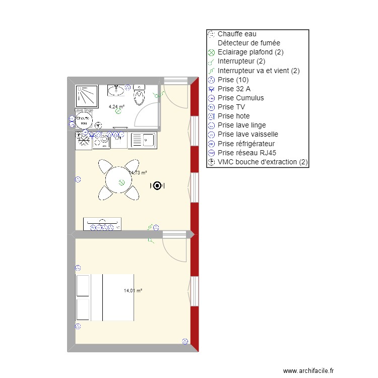 Masseube Appt 5_A11. Plan de 3 pièces et 33 m2