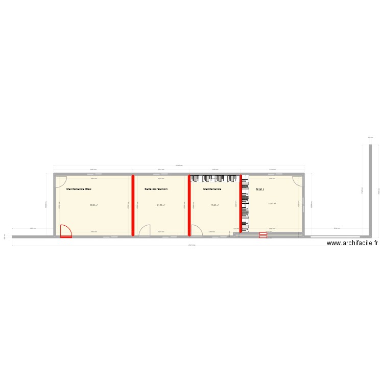 Bureau Atelier. Plan de 5 pièces et 95 m2