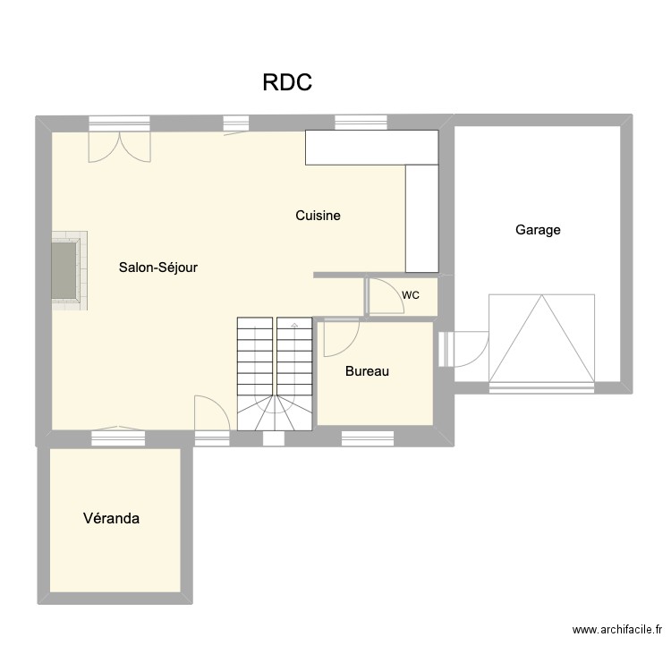 Cindy RDC. Plan de 3 pièces et 68 m2