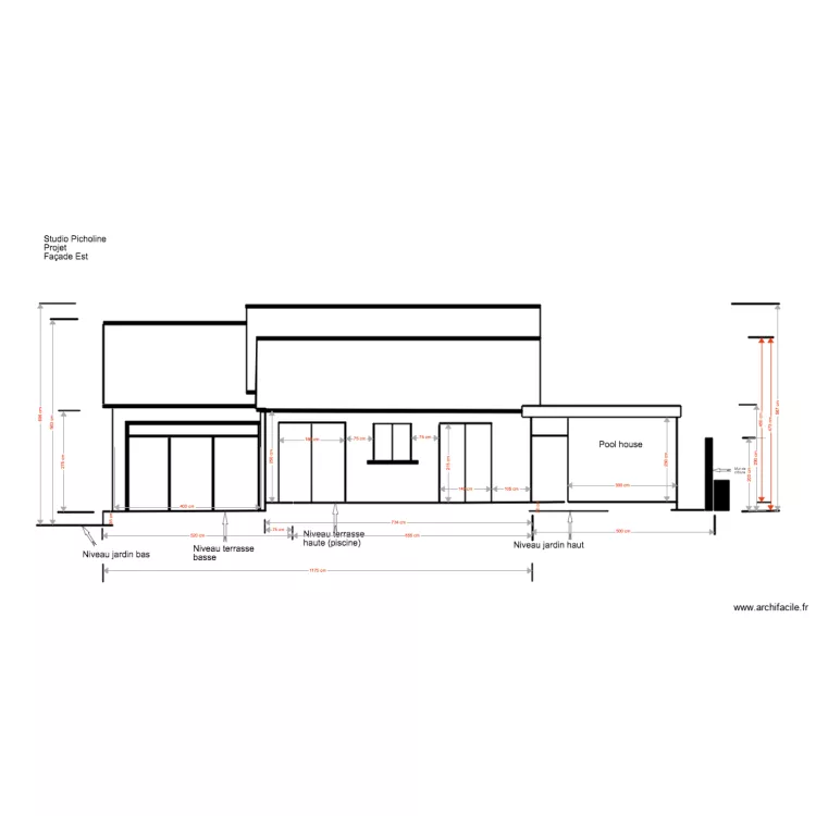 Studio Picholine Projet 02 18 7 Fa&ccedil;ade Est  Pool house. Plan de 