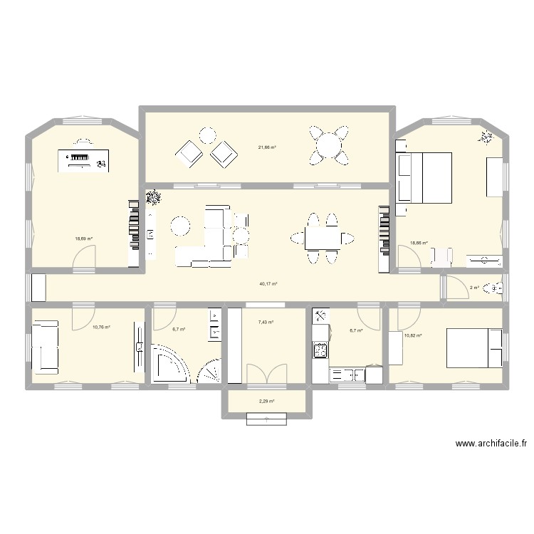 Résidence JR. Plan de 11 pièces et 146 m2