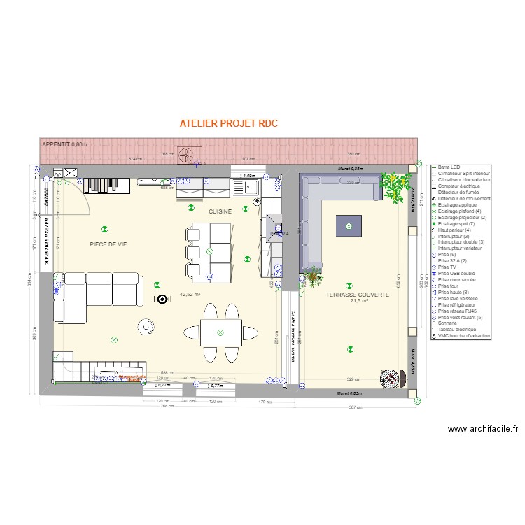GOURSAT - RDC Atelier PROJET ELEC. Plan de 2 pièces et 64 m2