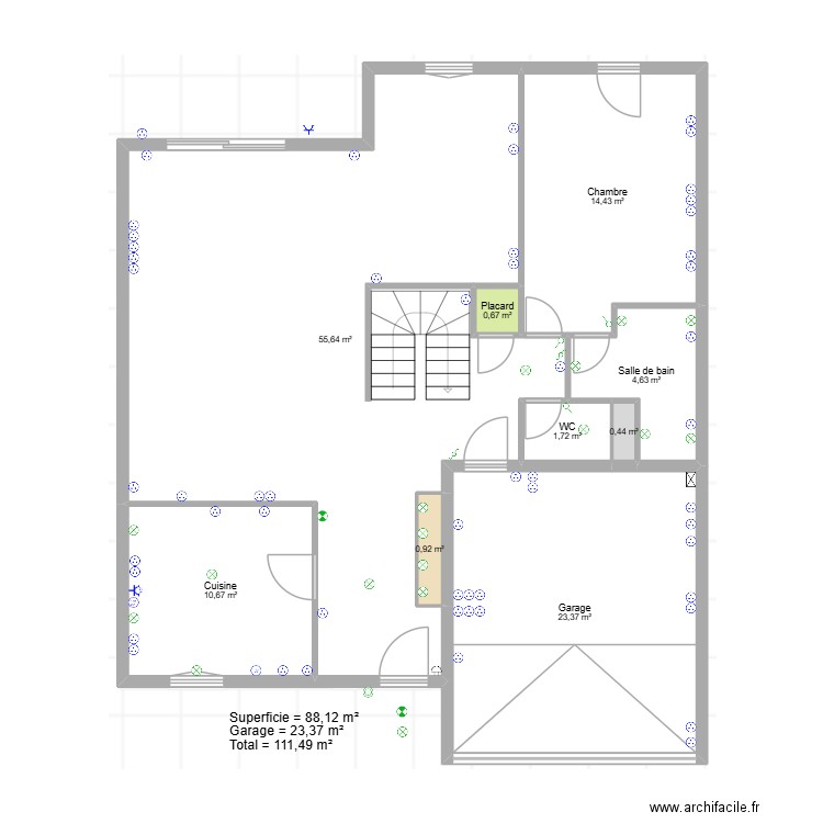 EPINAY RdC. Plan de 9 pièces et 113 m2