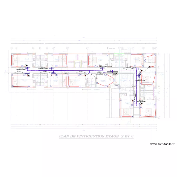 Alimentation prises Etage 2 et 3  HOTEL KRIBI. Plan de 0 pièce et 0 m2