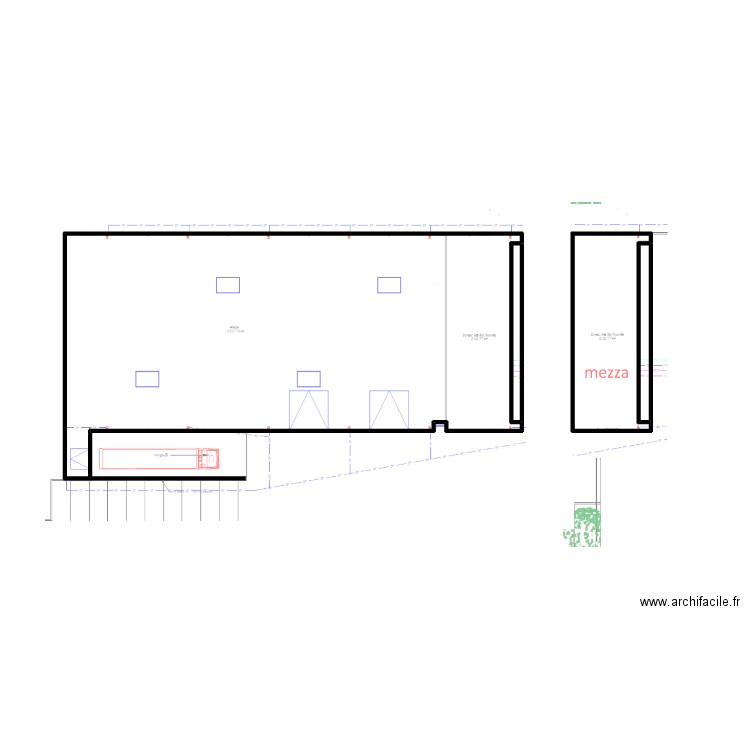 46739 croquis RDC et mezzanine. Plan de 4 pièces et 51 m2