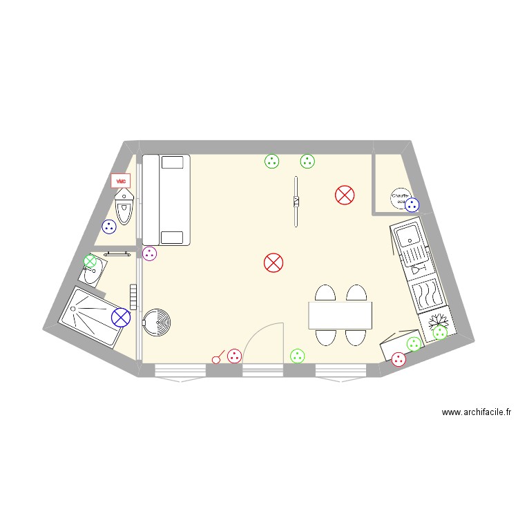 Pagotin 44. Plan de 3 pièces et 26 m2