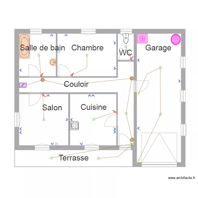 corrig&eacute; batiment TD1 BAC PRO ELEC. Plan de 