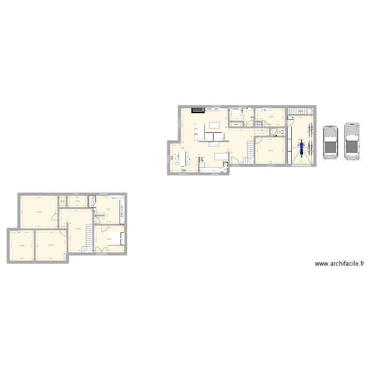 Garage. Plan de 35 pièces et 429 m2