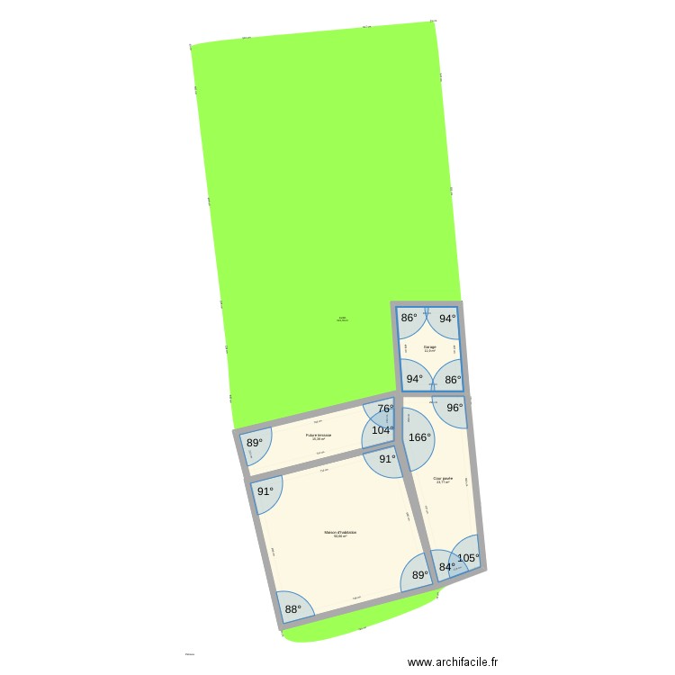 Parcelle Cadastre. Plan de 4 pièces et 102 m2