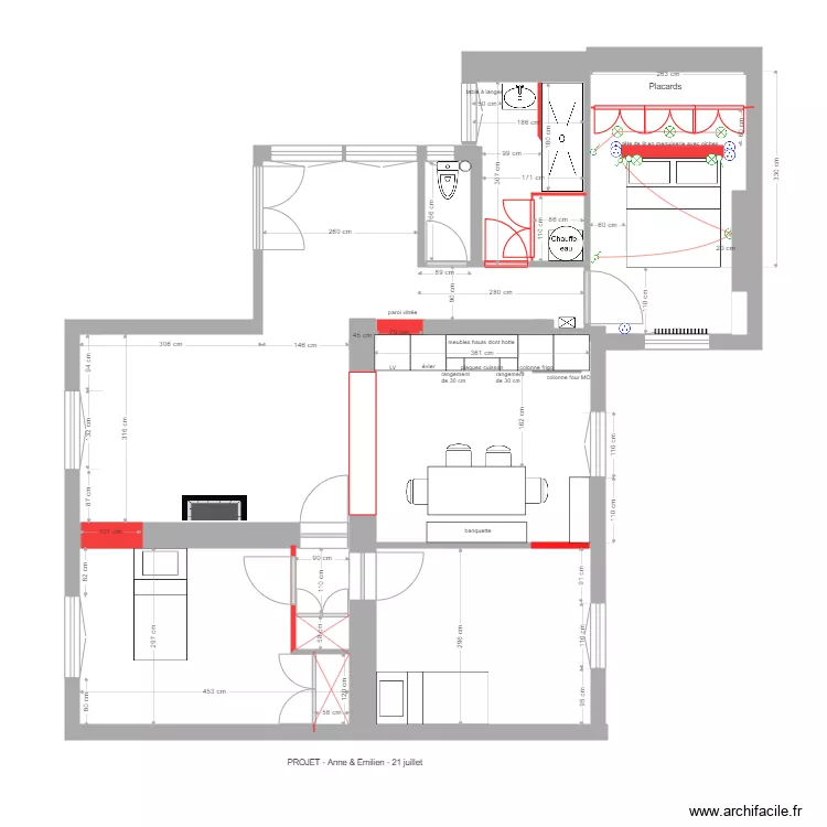 verneret projet 9 juillet bis table &agrave; langer. Plan de 