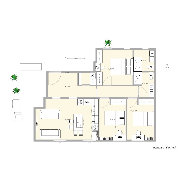 alonso cano cocina a la derecha 2. Plan de 7 pièces et 79 m2