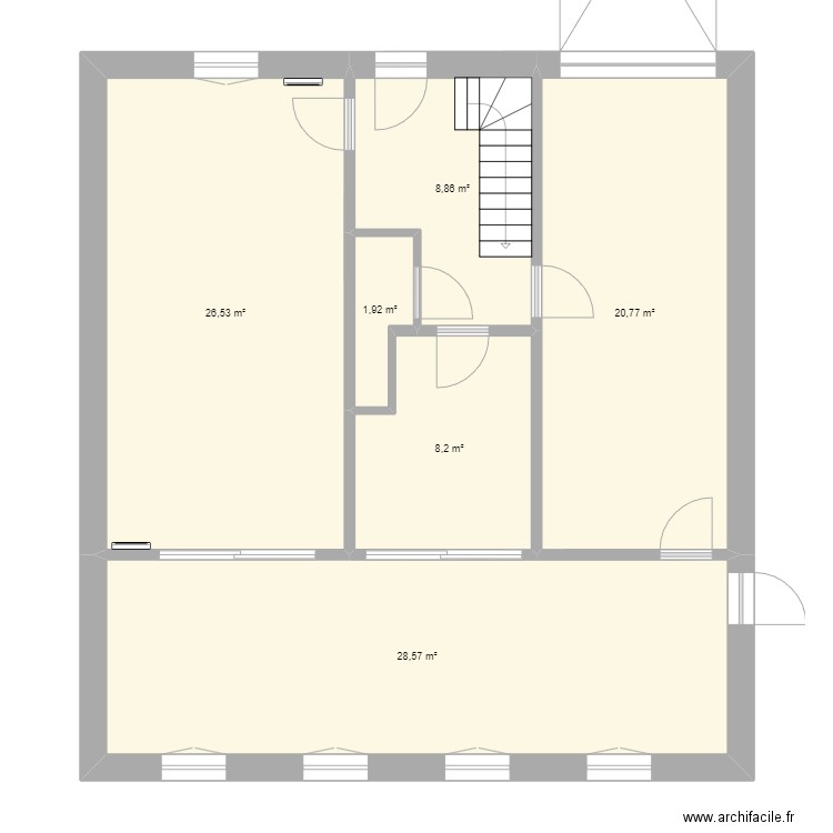 RDC Test1. Plan de 6 pièces et 95 m2