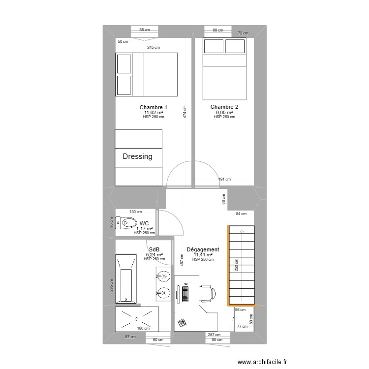 Etage - Projet 2-1. Plan de 0 pièce et 0 m2