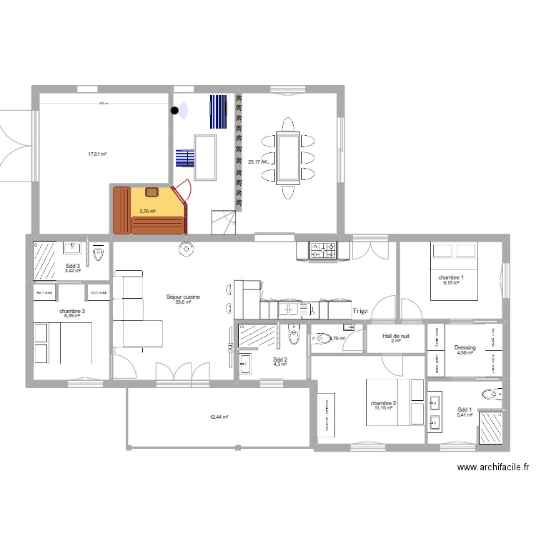 projet 4 Allemagne. Plan de 14 pièces et 143 m2