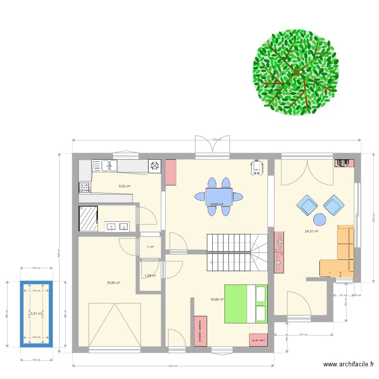 Maison SBA sdb chbre 2. Plan de 0 pièce et 0 m2