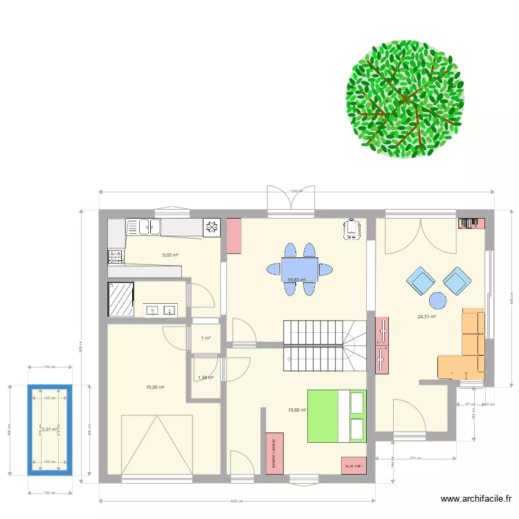 Maison SBA sdb chbre 2. Plan de 