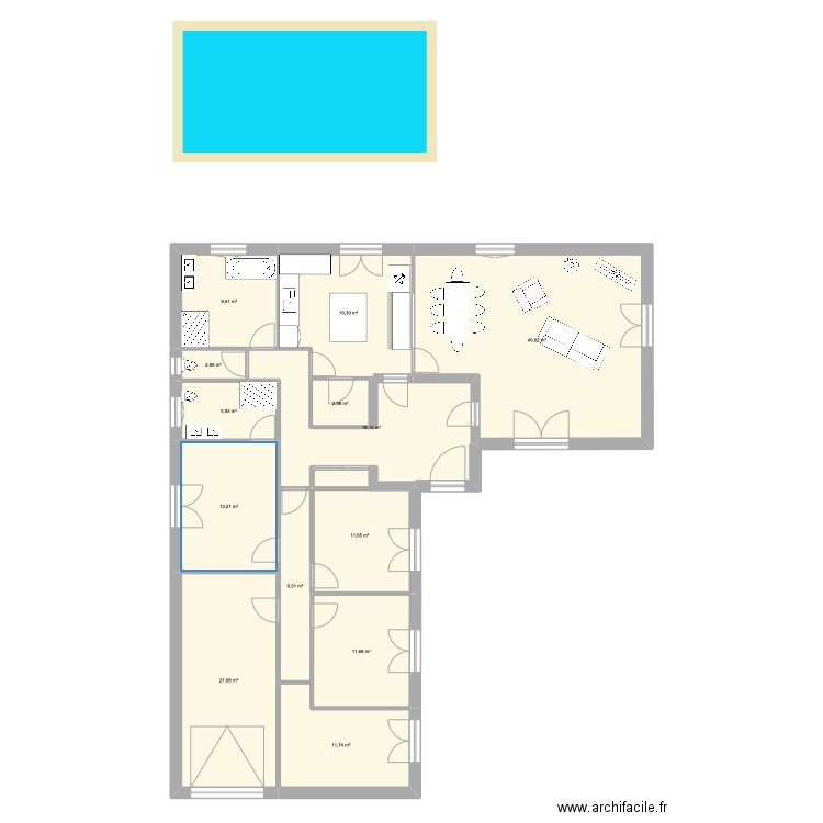 Maison 1. Plan de 13 pièces et 172 m2