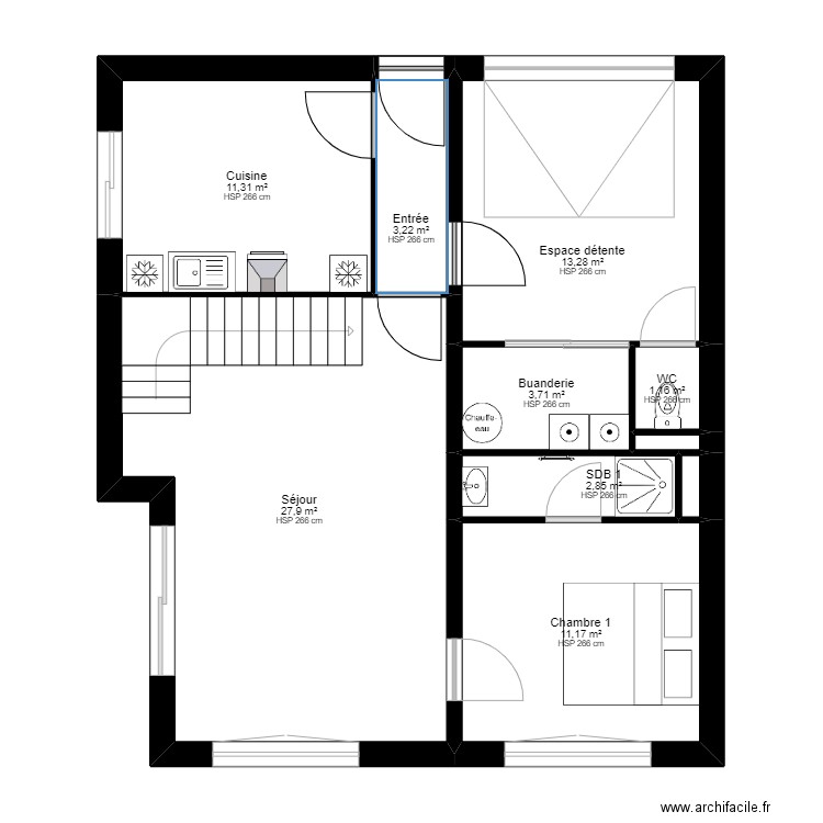 PALN LAMY RENOVATION V2 Electricien Sans meubles. Plan de 21 pièces et 156 m2