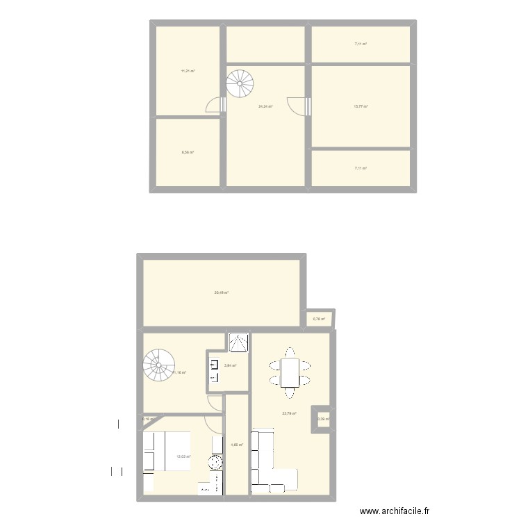 Maison. Plan de 15 pièces et 151 m2