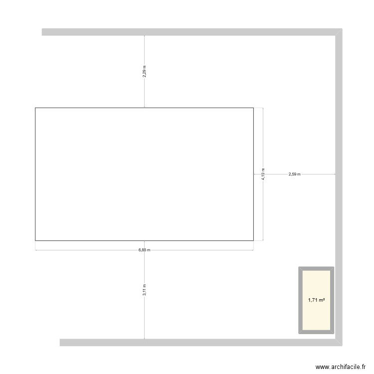 LA JALOUSIE PISCINE. Plan de 1 pièce et 2 m2