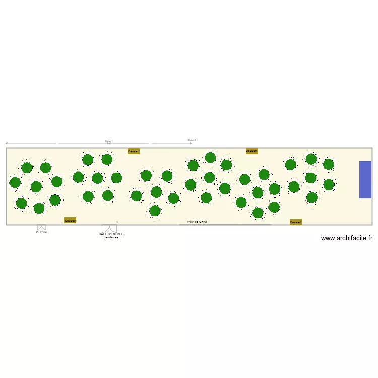 Grande salle Smith Haut Lafitte V3 - table 180 - 420 PAX . Plan de 