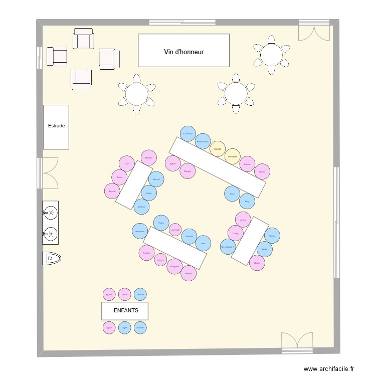 mariage. Plan de 1 pièce et 191 m2