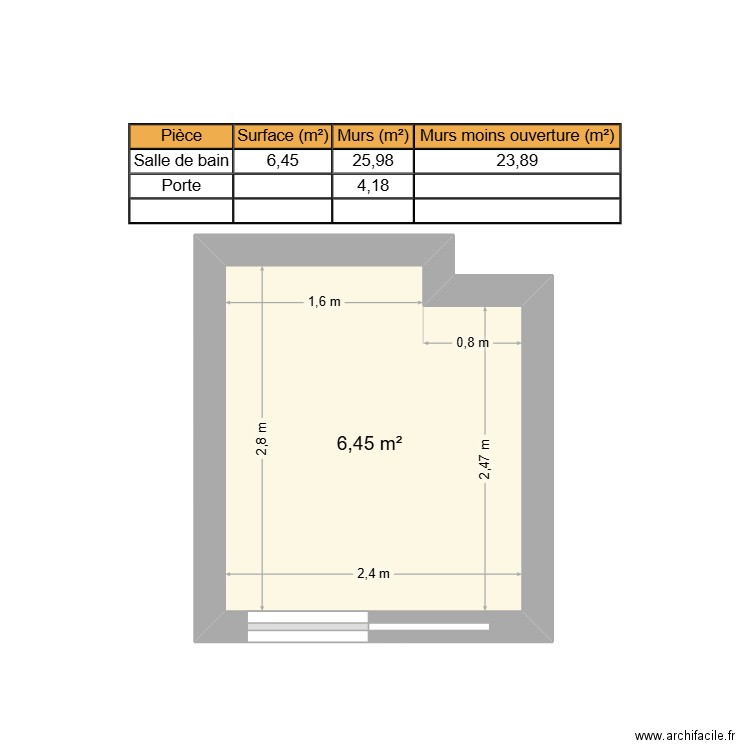 Salle de bain Résidence Montgolfier. Plan de 1 pièce et 6 m2