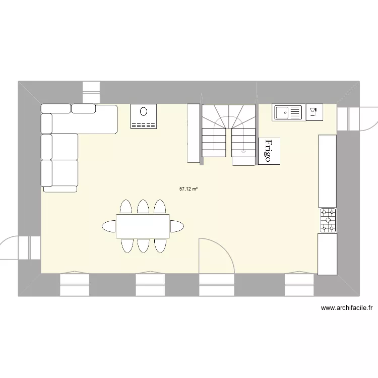 maiqon arlos. Plan de 1  et 57 m²