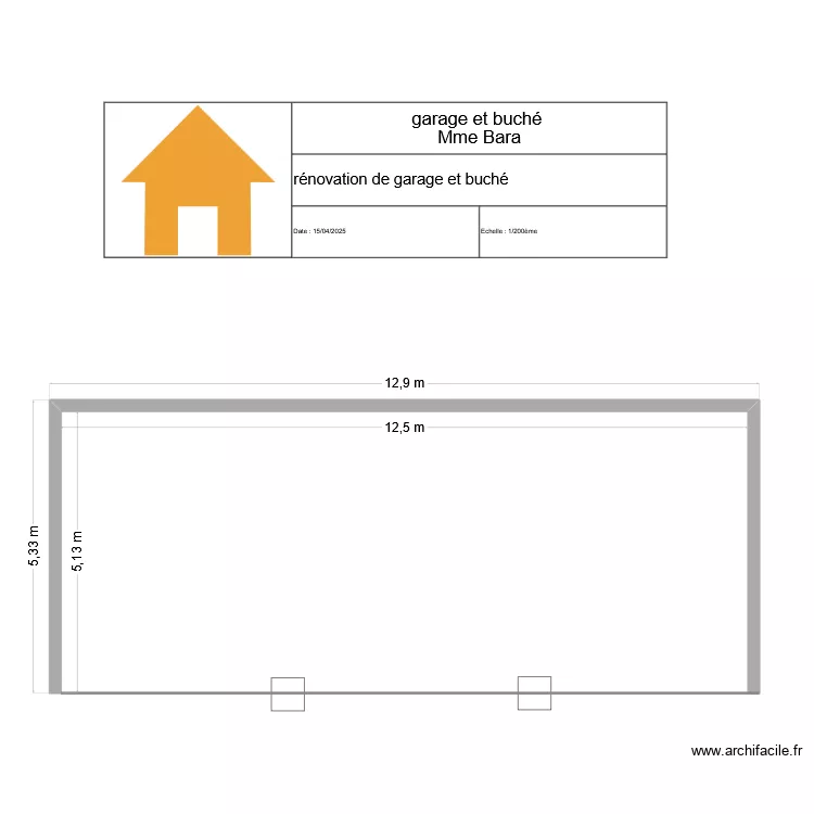 Bara garage. Plan de 
