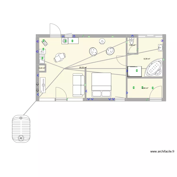 G&icirc;te 3 SPA + Elec + eaux us&eacute;es. Plan de 9  et 95 m²