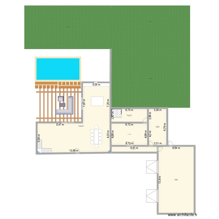 Maison familliale. Plan de 6 pièces et 269 m2