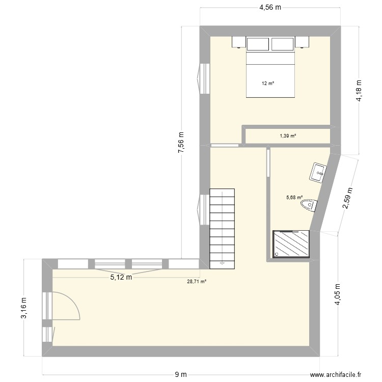 maison. Plan de 4 pièces et 48 m2
