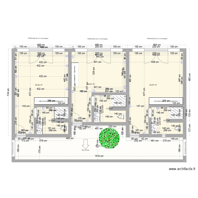 3 chambres ESSAOUIRA V2. Plan de 7 pièces et 118 m2