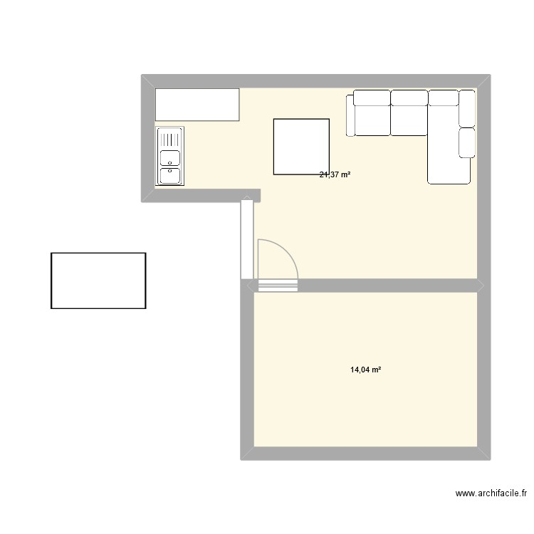 cugnaux. Plan de 2 pièces et 35 m2