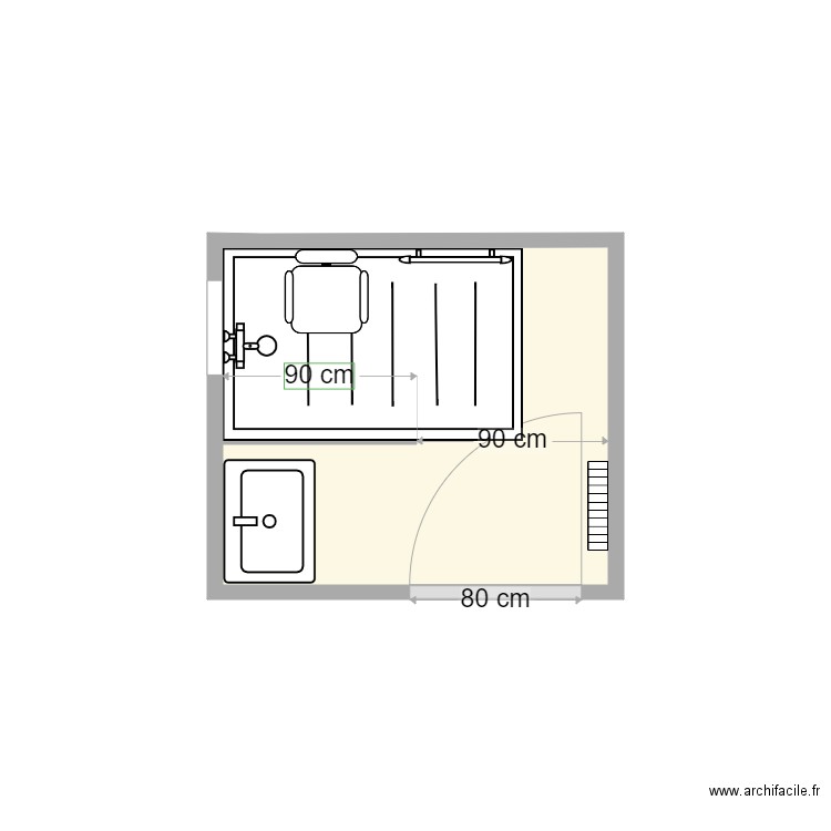 plan après travaux Jegard. Plan de 1 pièce et 3 m2