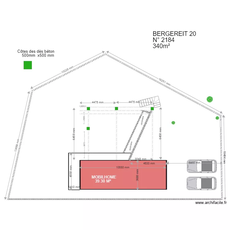 Implantation des poteaux. Plan de 