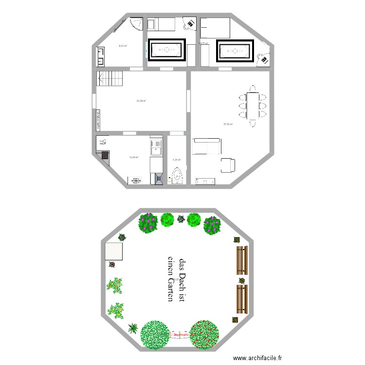 allmand. Plan de 7 pièces et 187 m2