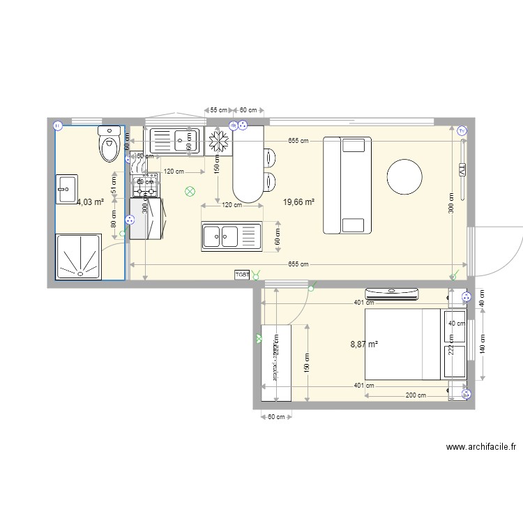 F2 bas de villa. Plan de 0 pièce et 0 m2