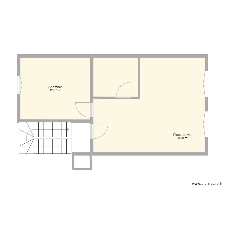 rdc montagnac. Plan de 2 pièces et 43 m2