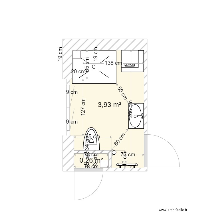 bois colombe sdb3. Plan de 2 pièces et 4 m2