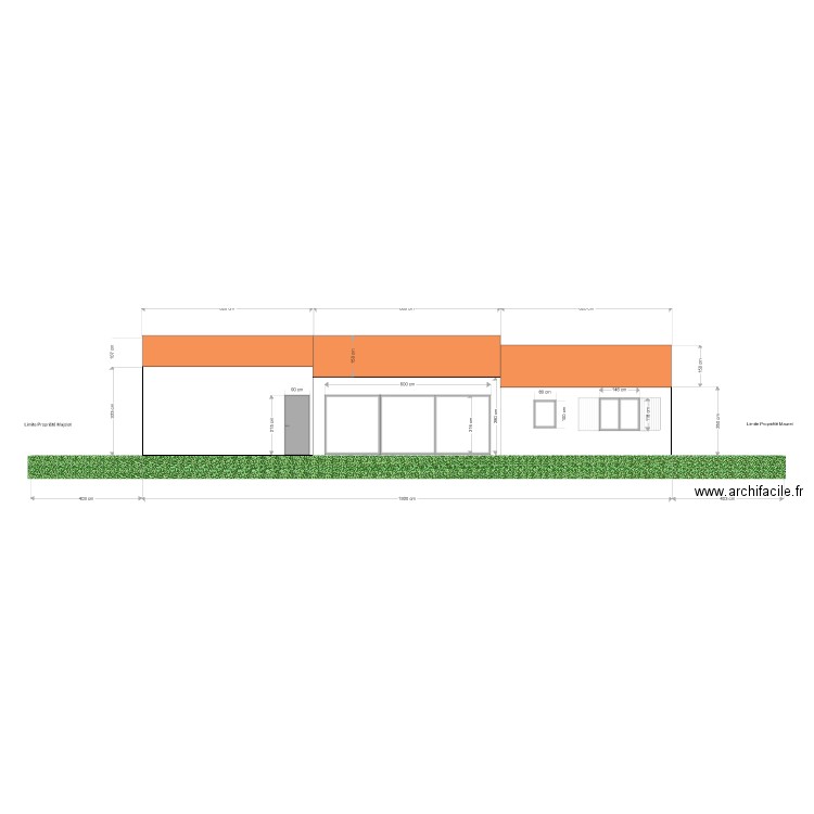 Façade sud. Plan de 0 pièce et 0 m2