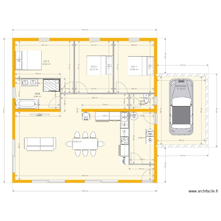 murs erigné. Plan de 0 pièce et 0 m2