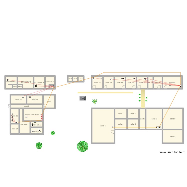 collège de VAO 2021. Plan de 37 pièces et 318 m2